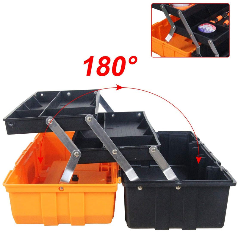 17-Inch Tool Box Organizer 3-Layer Multiplication Plastic Storage Toolbox