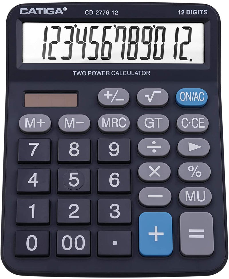 Commercial 12-Digit Large Desktop Calculator with Huge 5-Inch LCD Display Screen