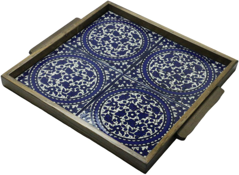 Hebron Arts Ceramic Wooded Serving Platter | Traditional Platters and Serving Ware