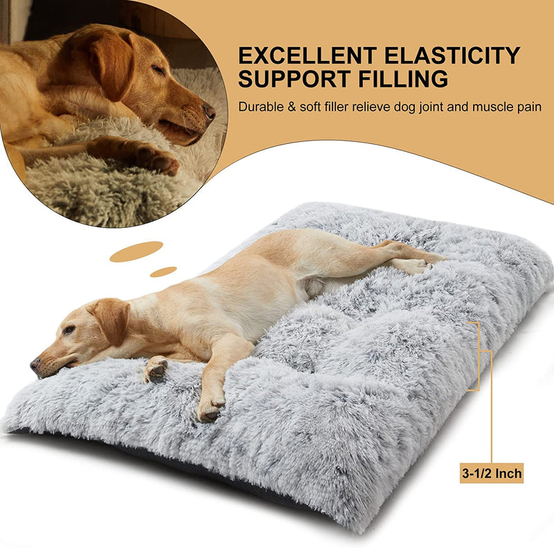 Dog Beds for Large Dogs, Plush Dog Crate Bed Fluffy Cozy Kennel Pad for Sleeping & Ease Anxiety
