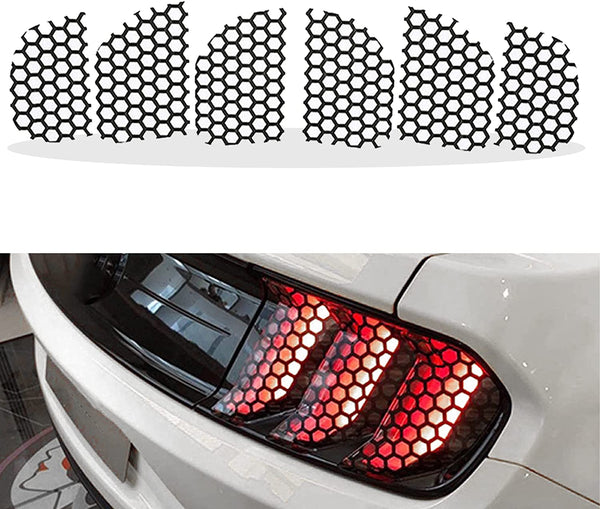 1 Set Car Rear Tail Light Lamp Stickers Honeycomb Type Decal Carbon Fiber Style Black