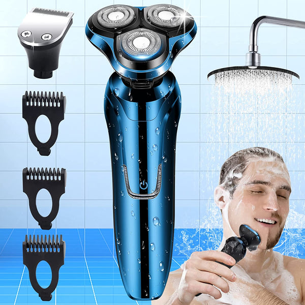 Electric Razor for Men, Mens Electric Shavers, 4 in 1 Dry Wet Waterproof Rotary Shaver Razors