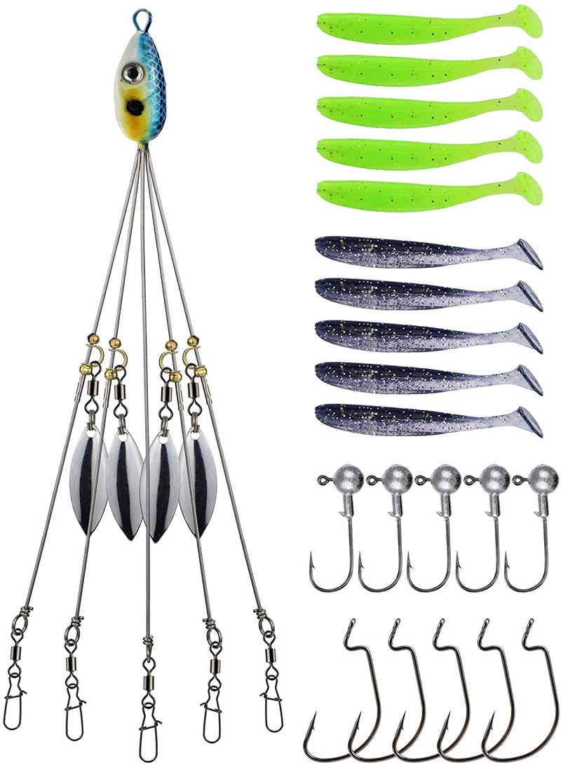 Rig Umbrella Rigs Kit for Stripers Bass Fishing 5 Arms