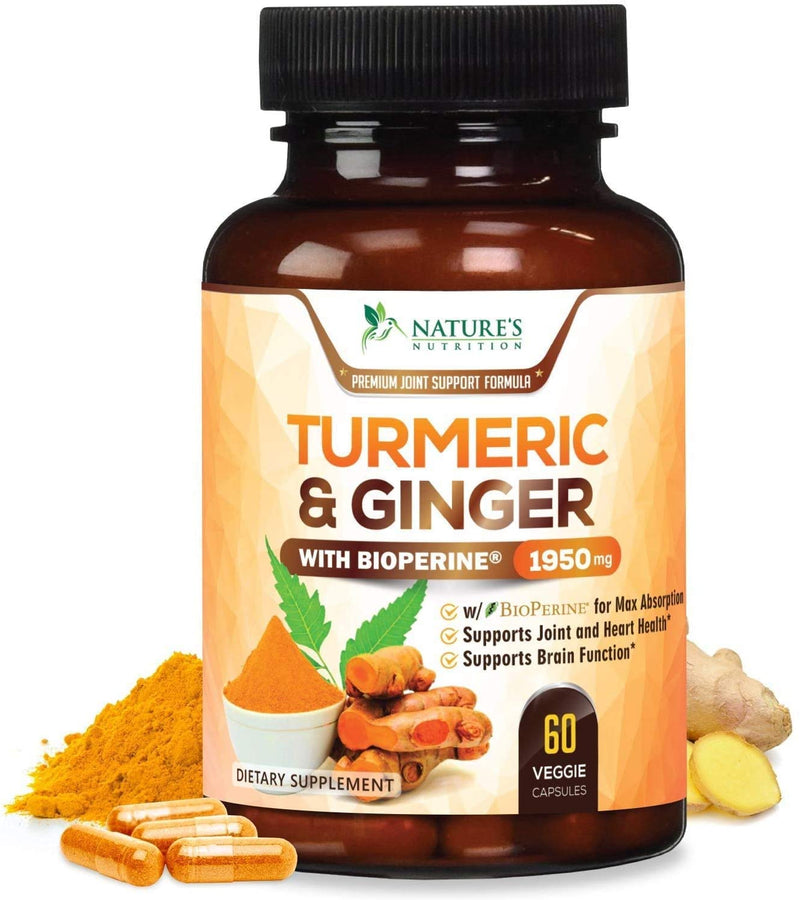 Turmeric Curcumin with BioPerine & Ginger 95% Curcuminoids 1950mg