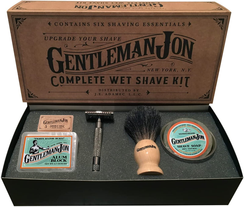 Complete Wet Shave Kit | Includes 6 Items: One Safety Razor, One Badger Hair Brush