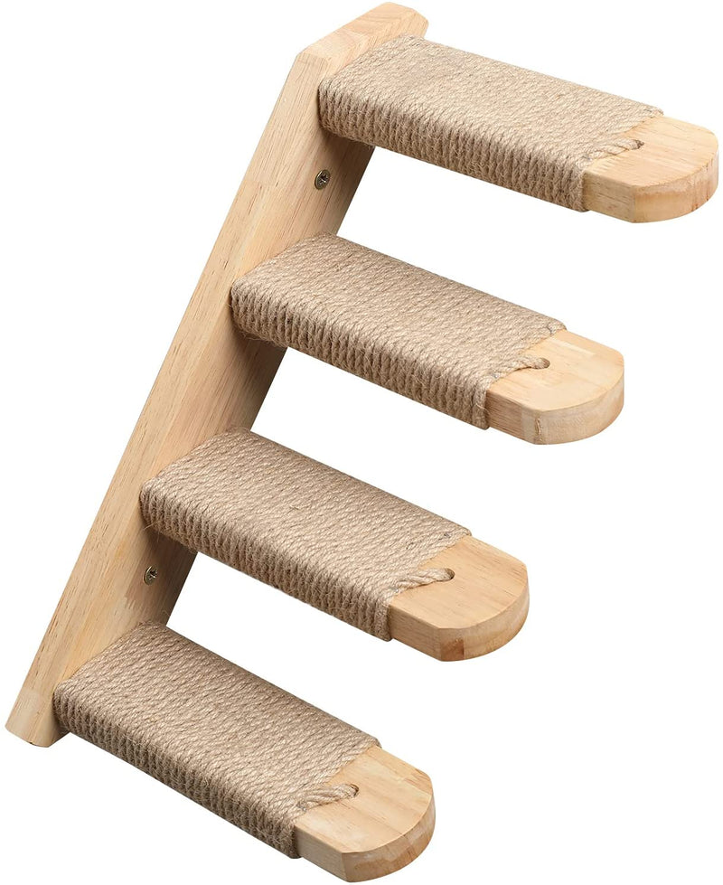 Cat Climbing Shelf Wall Mounted, Four Step Cat Stairway with Jute Scratching