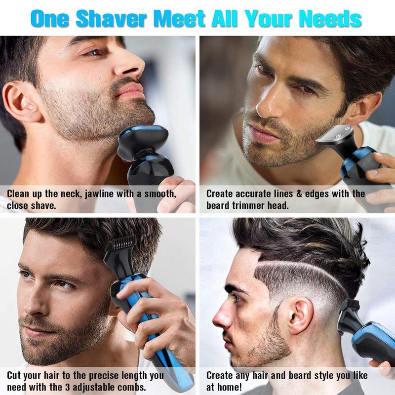 Electric Razor for Men, Mens Electric Shavers, 4 in 1 Dry Wet Waterproof Rotary Shaver Razors