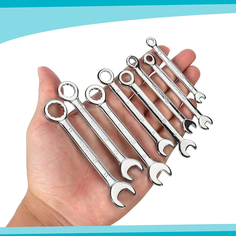Midget Wrench Set, Mini Combination Wrench Set, Metric & SAE, 20-Piece, 4-11mm & 5/32'' to 7/16'', Lightweight