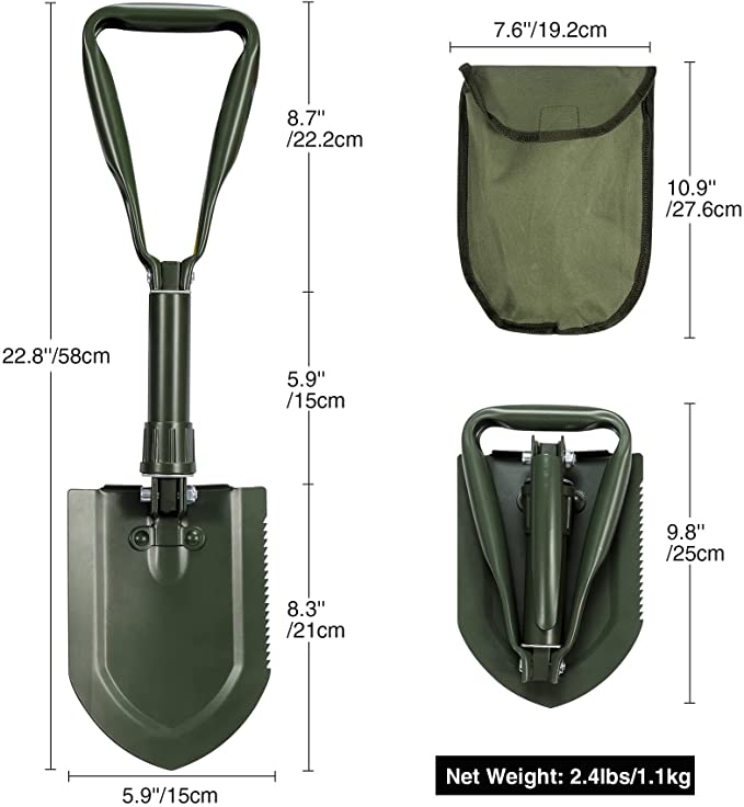 High Carbon Steel Entrenching Tool Tri-fold Handle Shovel with Cover