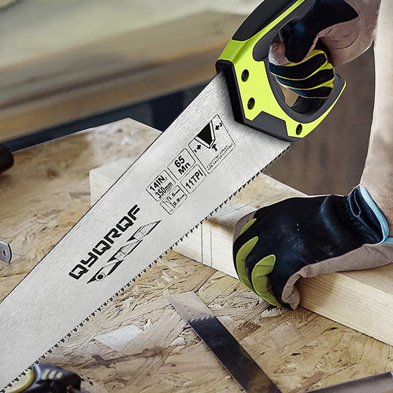 14 in. Pro Hand Saw, 11 TPI Fine-Cut Soft-Grip Hardpoint Handsaw Perfect for Sawing