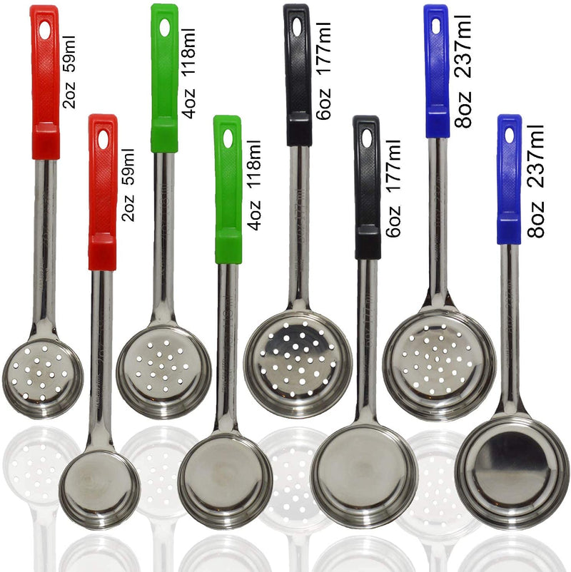 Portion Control Serving Utensil Set of 8 – 4 Solid and 4 Perforated Spoons