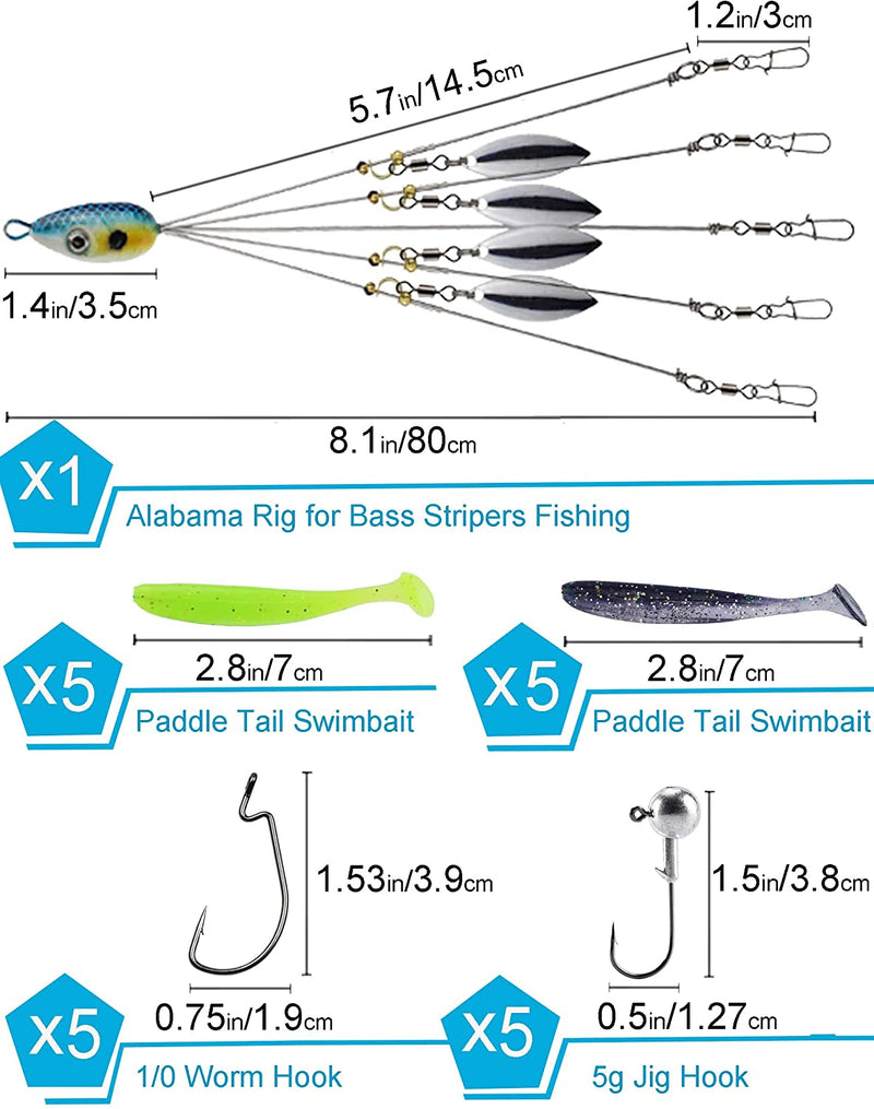 Rig Umbrella Rigs Kit for Stripers Bass Fishing 5 Arms