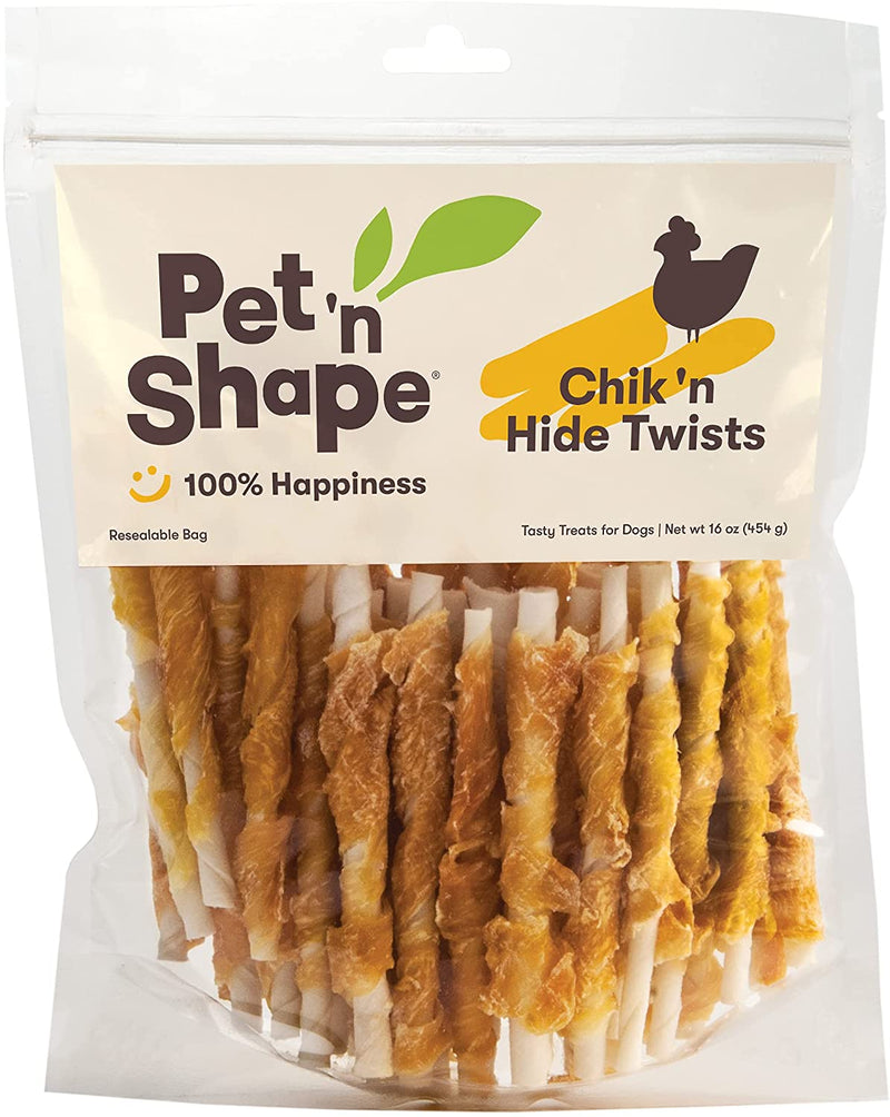 Pet 'n Shape Chik 'n Hide Twists – Chicken Wrapped Rawhide Natural Dog Treats, Small, 16 oz