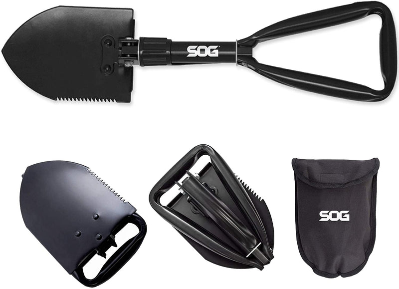 SOG Entrenching Tool- 18.25 Inch Folding Survival Shovel with Wood Saw Edge