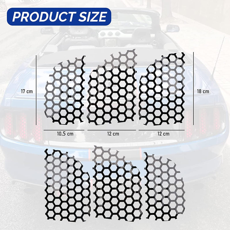 1 Set Car Rear Tail Light Lamp Stickers Honeycomb Type Decal Carbon Fiber Style Black