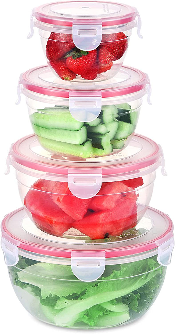 Food Storage Containers with Lids Airtight, Plastic Stackable Kitchen Bowls