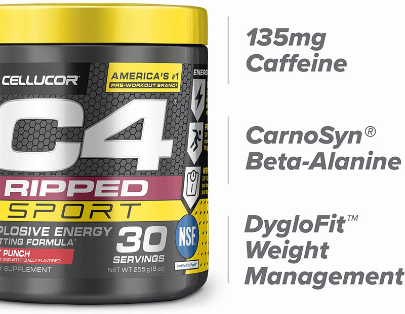 C4 Ripped Sport Pre Workout Powder Fruit Punch