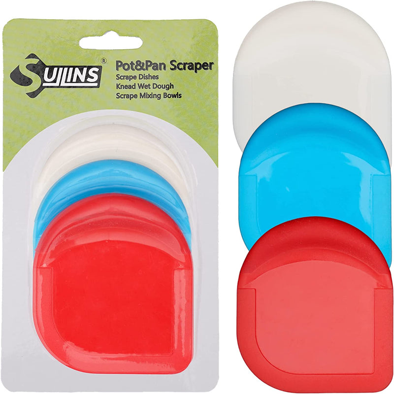 Pan Scraper, Pack Of 3 Dish Scraper, Multicolor Set, Ideal Plastic Scraper Tool Kitchen, Silicone Grip