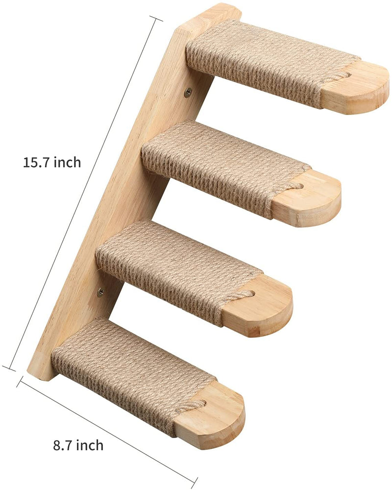 Cat Climbing Shelf Wall Mounted, Four Step Cat Stairway with Jute Scratching