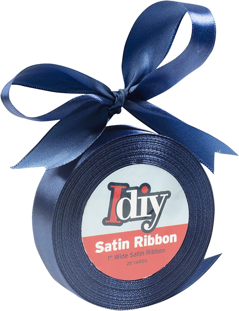 Idiy Satin Ribbon - 1", 25 Yards (Navy) - Great for DIY Crafts, Gift Wrapping