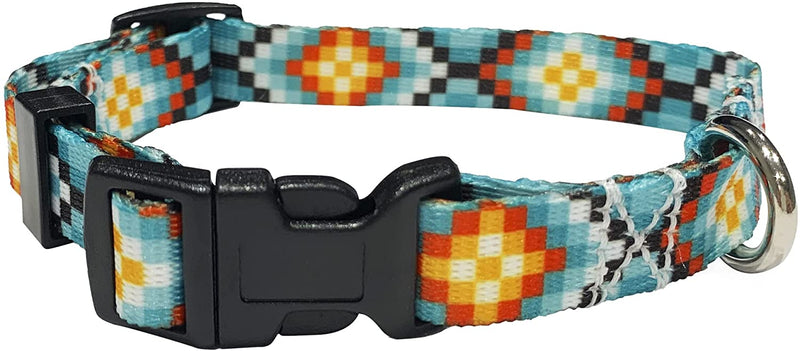 Blue Pixel Buckle Collar for Pets, Polyester Pet Collars,