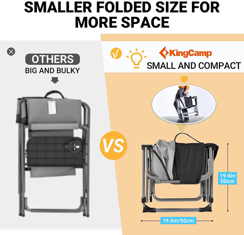 Portable Camping Chair Heavy Duty with Side Table Mesh Back