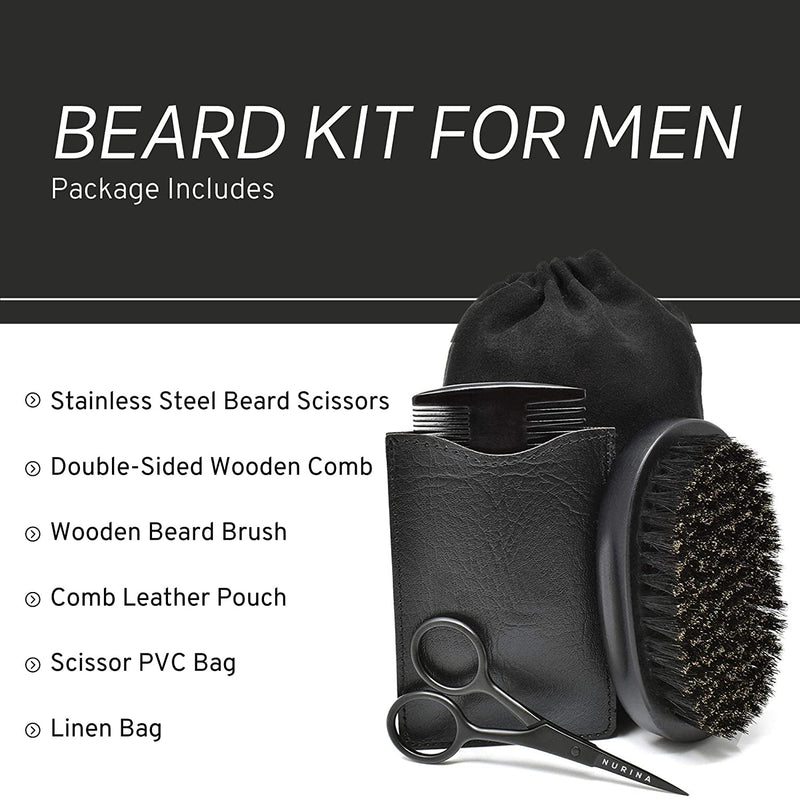 2022 Beard Grooming Kit – Wooden Beard Comb for Men – Natural Boar Bristle Beard Brush