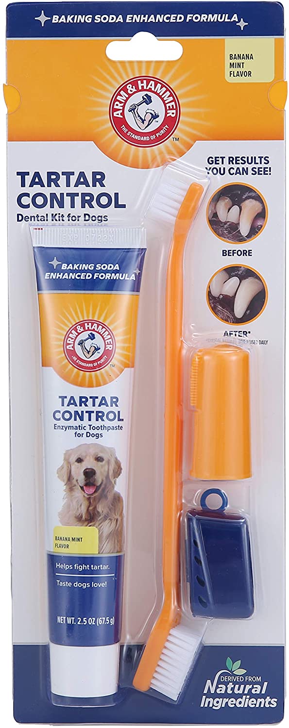 Arm & Hammer for Pets Tartar Control Kit for Dogs | Contains Toothpaste, Toothbrush & Fingerbrush