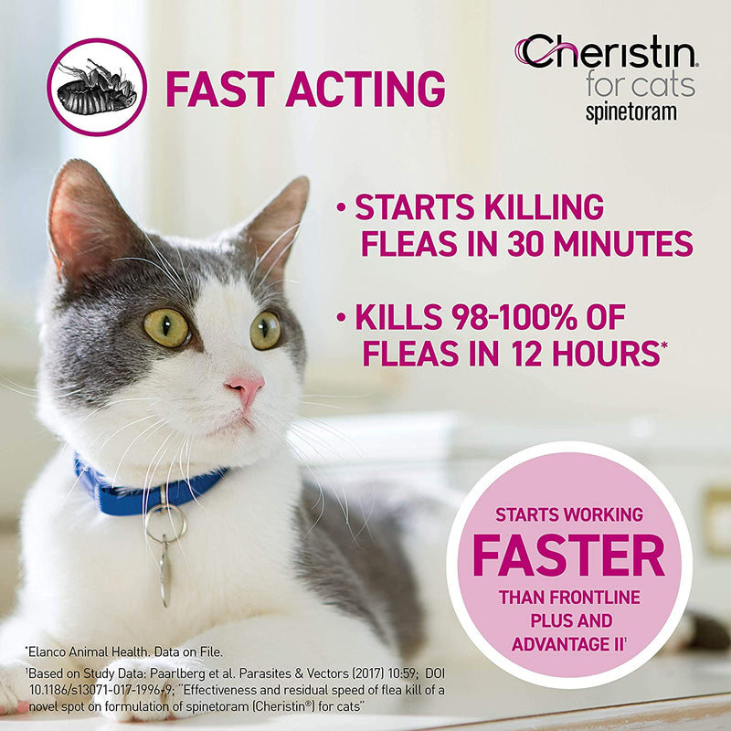 Cheristin for Cats Topical Flea Prevention – Starts Killing Fleas in 30 Minutes, 6 doses