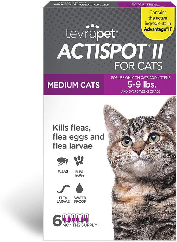 Actispot II Flea Treatment for Small and Medium Cats 5-9 lbs | 6 Doses