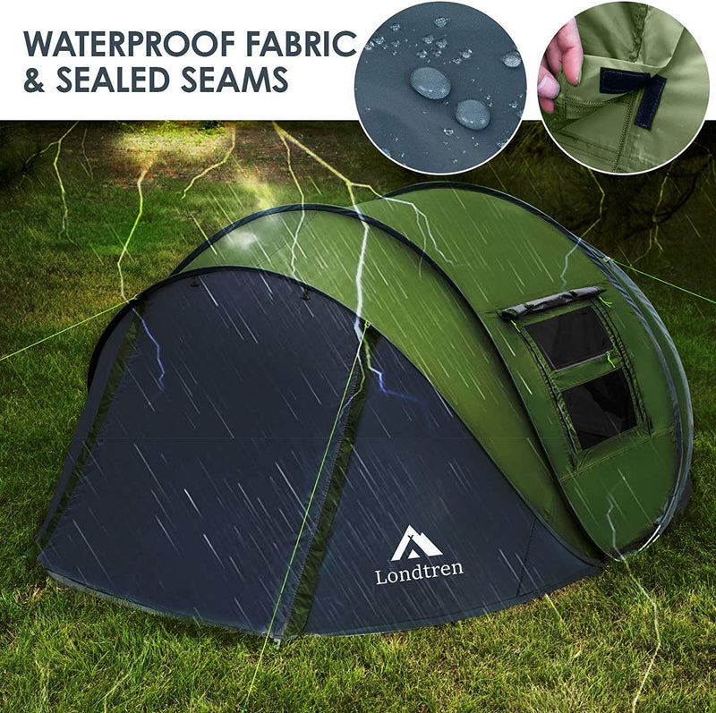 4 Person Easy Pop Up Tent Waterproof Automatic Setup 2 Doors
