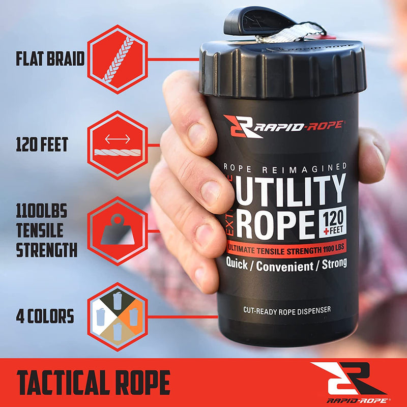 Rapid Rope Canister w/ Ready Cut Blade. Multi-Purpose Utility Rope
