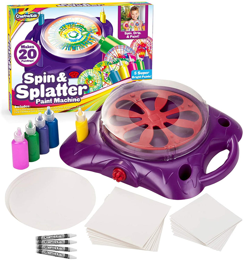Spin & Paint Art Kit - Spinning Art Machine + Flexible Splatter Guard + 5 Bottles
