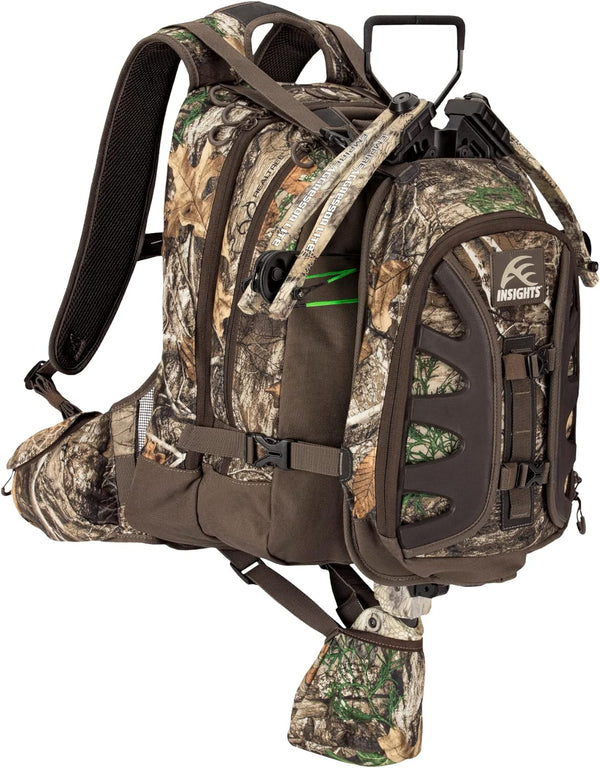 Insights Hunting by frogg toggs- The Shift, Heavy Duty Outdoor Hiking Fishing Hunting Backpack with TS3 Gear System for Crossbow & Rifle- Realtree Edge