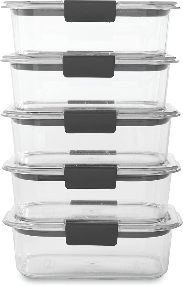Brilliance Food Storage Container, BPA free Plastic, Medium, 3.2 Cup, 5 Pack