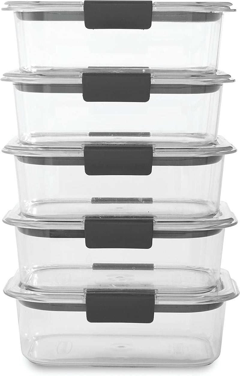 Brilliance Food Storage Container, BPA free Plastic, Medium, 3.2 Cup, 5 Pack