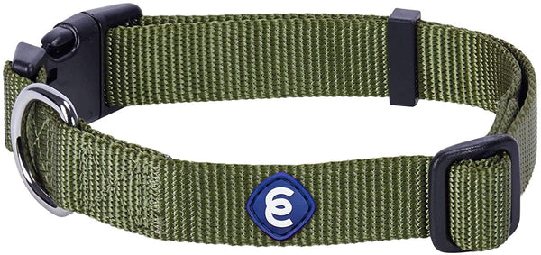 Pet Essentials Classic Durable Solid Nylon Adjustable Dog Collar, Military Green, Smal