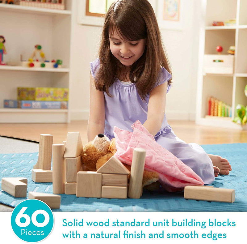 Standard Unit Solid-Wood Building Blocks With Wooden Storage Tray (60 pcs)