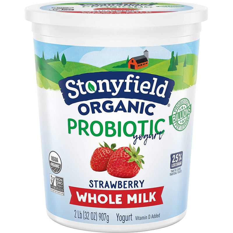 Organic Whole Milk Probiotic Yogurt, Strawberry, 32 oz. – Immunity & Digestive