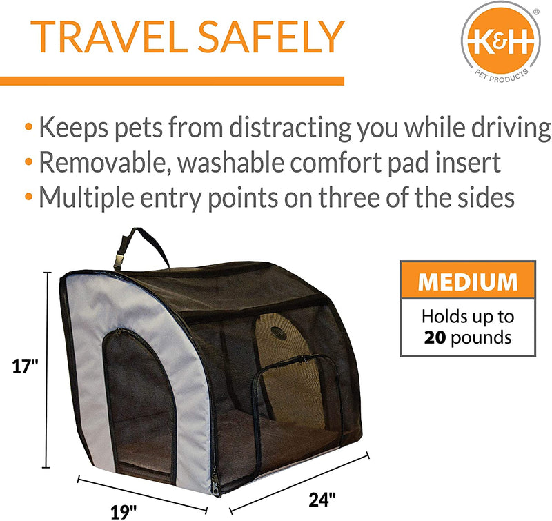 Pet Products Travel Safety Carrier for Pets Gray/Black Medium 24 X 19 X 17 Inches