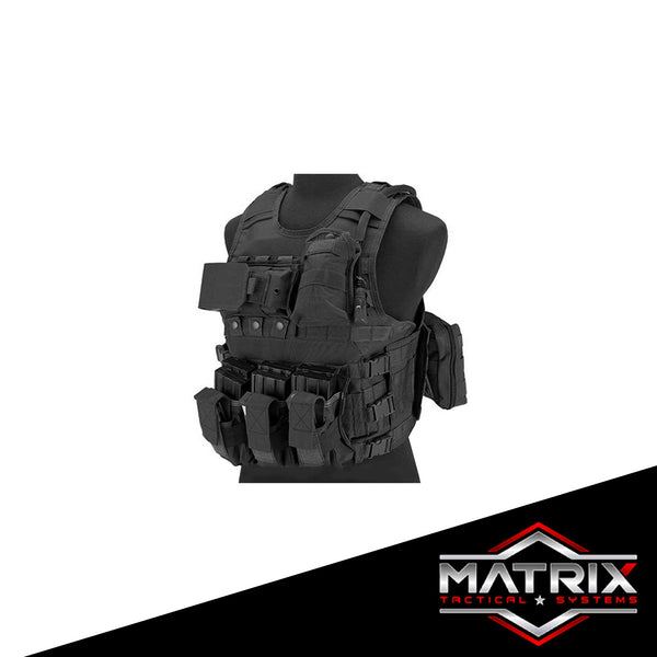 Matrix MEA Tactical Vest with M4 Magazine Pouches and Hydration Bladder (Color: Black)