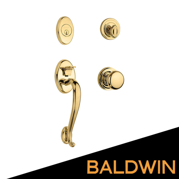 Baldwin Estate Logan Tubular Single Cylinder Handleset with Classic Interior Knob Lifetime Polished Brass