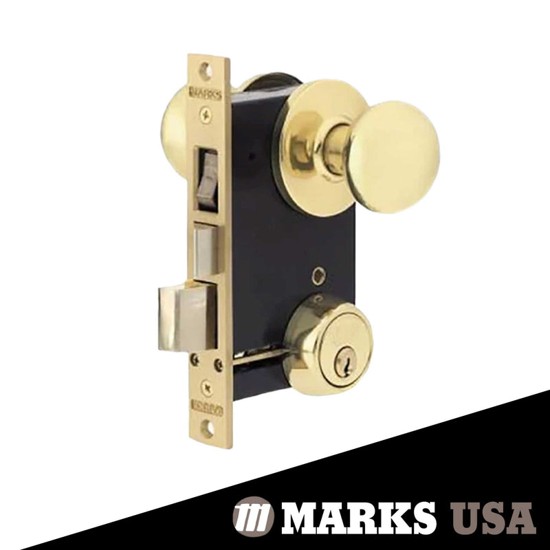 Marks Lock 22AC Heavy Duty Mortise Lockset Iron Gate Double Cylinder 2-1/2" Backset 1"X 7-1/16" Faceplate