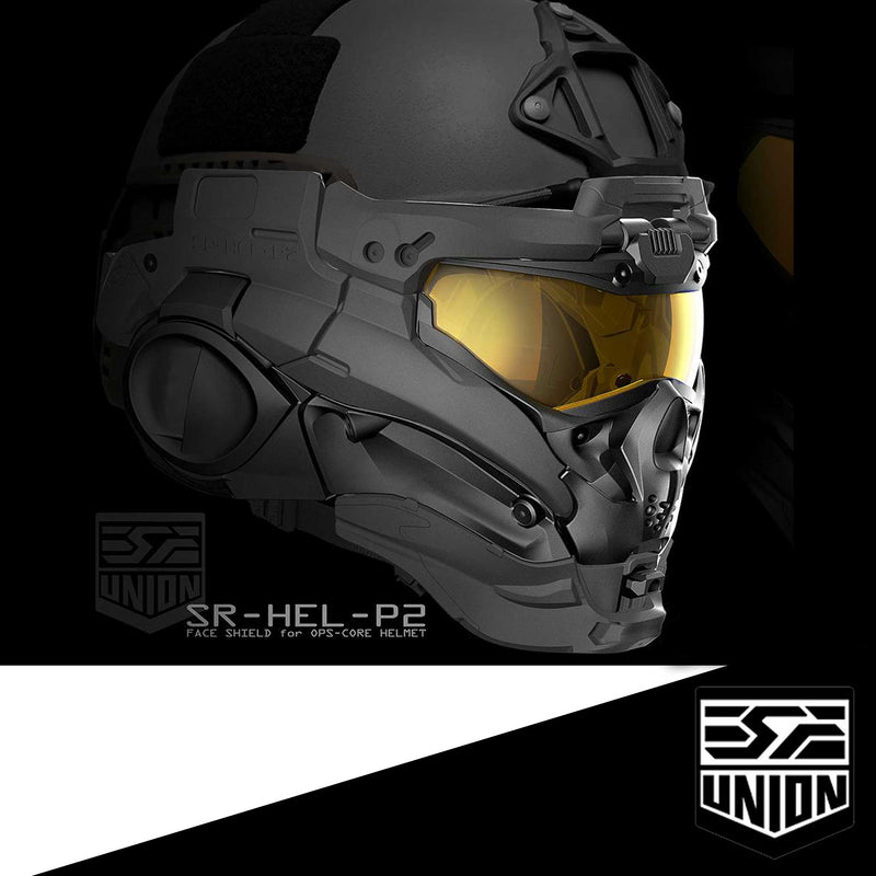 SRU SR Tactical Face Shield Type II w/ Integrated Cooling System & Flip-Up Visor (Color: Black)