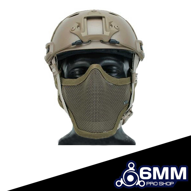 6mmProShop Bump Type Tactical Airsoft Helmet w/ Gen.1 Strike Mask (Type: PJ / Advanced / Tan)