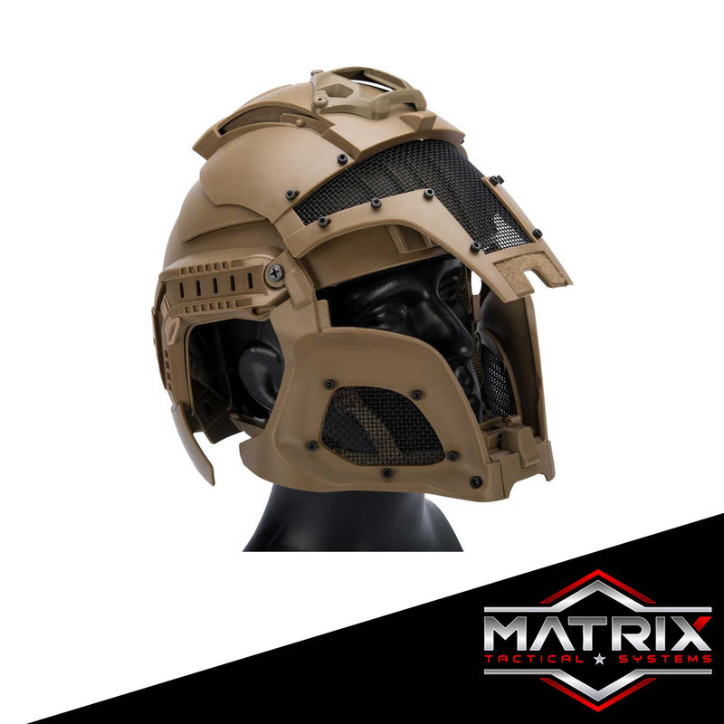 Matrix Medieval Iron Warrior Full Head Coverage Helmet / Mask / Goggle Protective System (Color: Black)