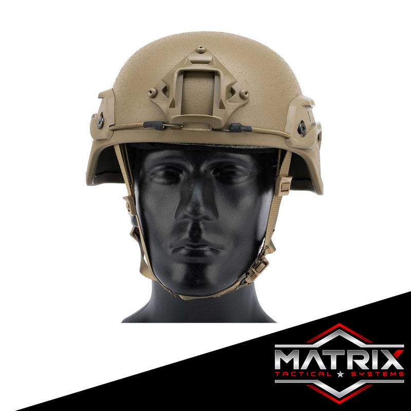 Matrix MICH 2000 Fiberglass Airsoft Helmet w/ NVG Mount & Side Rail (Color: Tan)