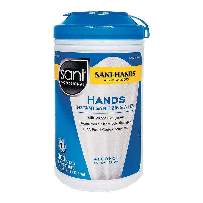 Sani Professional Hands Instant Sanitizing Wipes, 7 1/2" X 5 1/2", 300/canister
