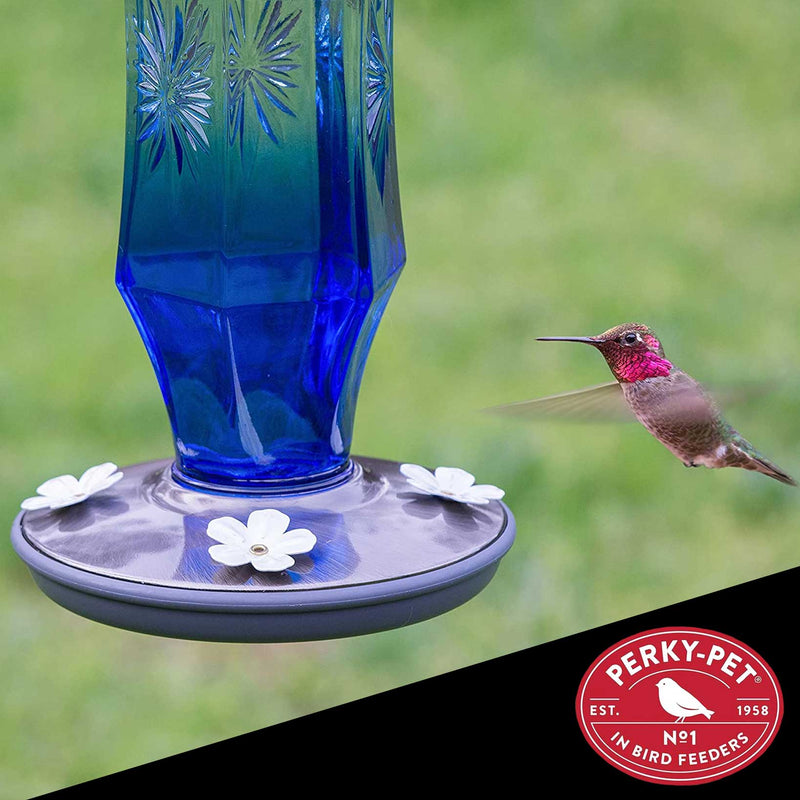 Sapphire Starburst Vintage Glass Hummingbird Feeder 8129-2