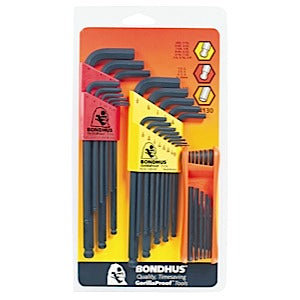 Bondhus Triple Pack - Ball L-Wrench Sets 10999 (1.5 - 10mm), 10937 (.050 - 3/8), and GorillaGrip Fold-Up Set